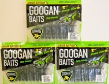Lot of 3 GOOGAN BAITS 3" KRACKIN' CRAW JR in GREEN PUMPKIN color