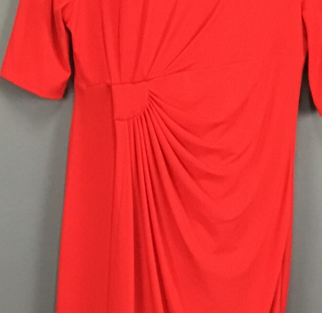 Connected Apparel Faux Wrap Red Dress Womens Sz 12 Gathered Waist Fitted  New | eBay