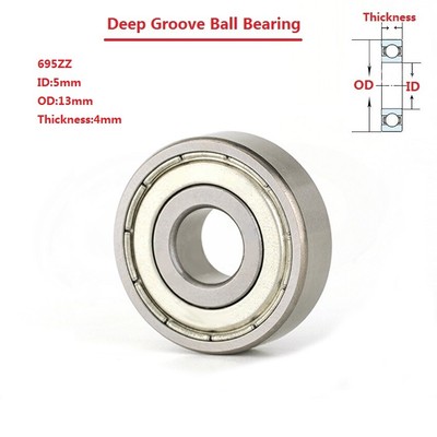 Yibuy 10Pieces 695ZZ Steel Miniature Bearing 5x13x4mm Deep Groove Ball Bearing Yibuy 10Pieces 695ZZ Steel Miniature Bearing 5x13x4mm Deep Groove Ball Bearing