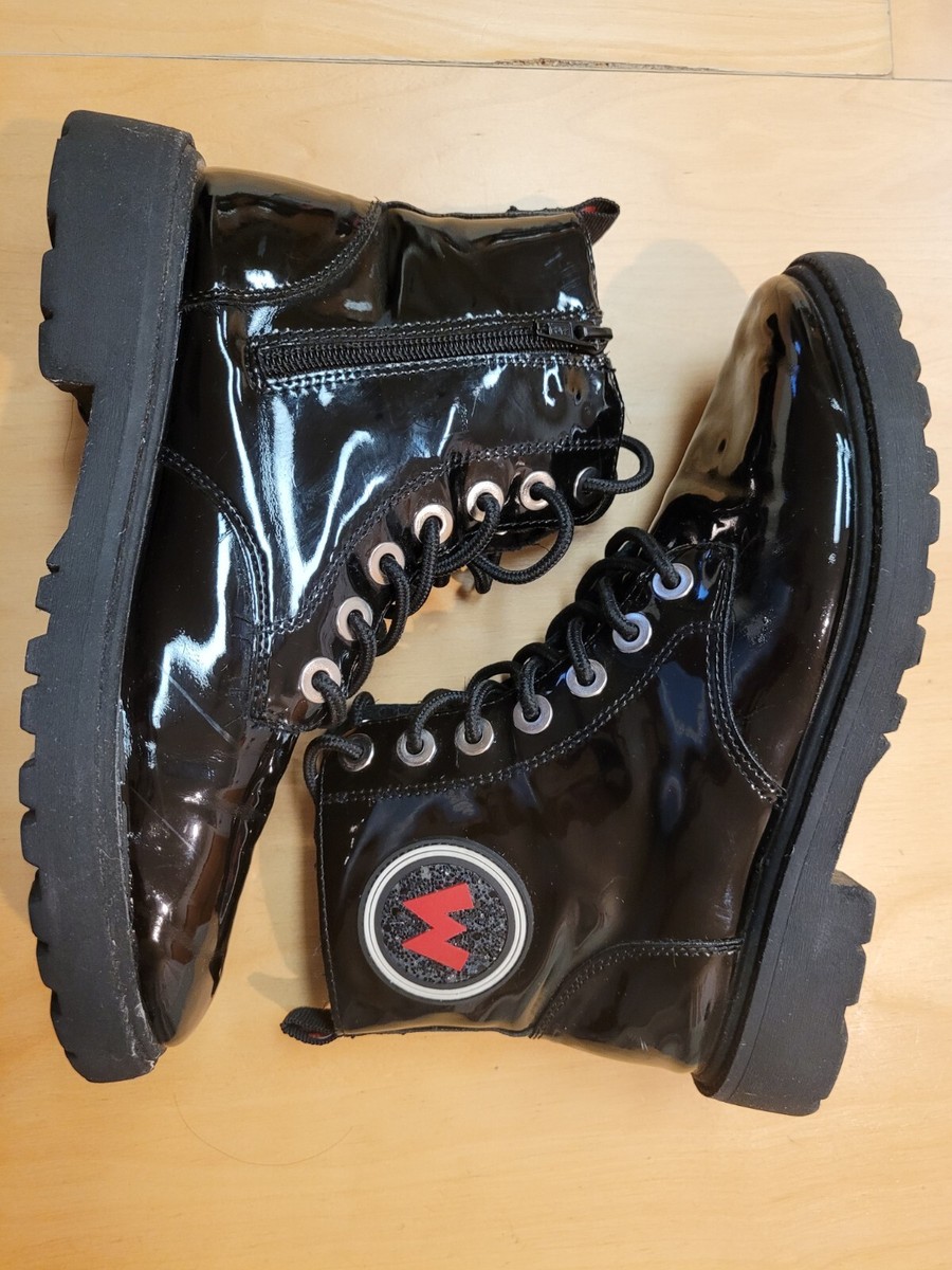 Zara Disney Mickey Mouse Black Combat Boots Girls 37 U.S. Size 6.5