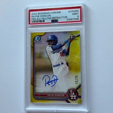 Rayne Doncon 2022 Bowman Chrome 1st Yellow Refractor Auto Card /75 #CPA-RD PSA 9
