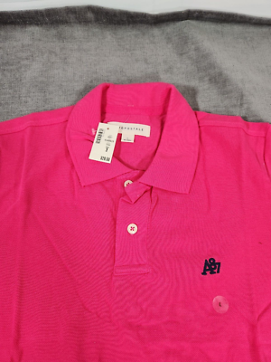 Aeropostale Men's Solid A87 Logo Pique Polo Shirt Pink (Rose) SZ L