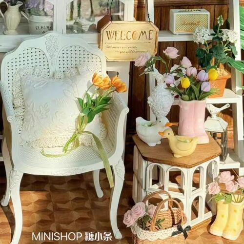 1/6 Scale White European Chair Carved Coffee Table Miniature Furniture Model - Picture 3 of 8