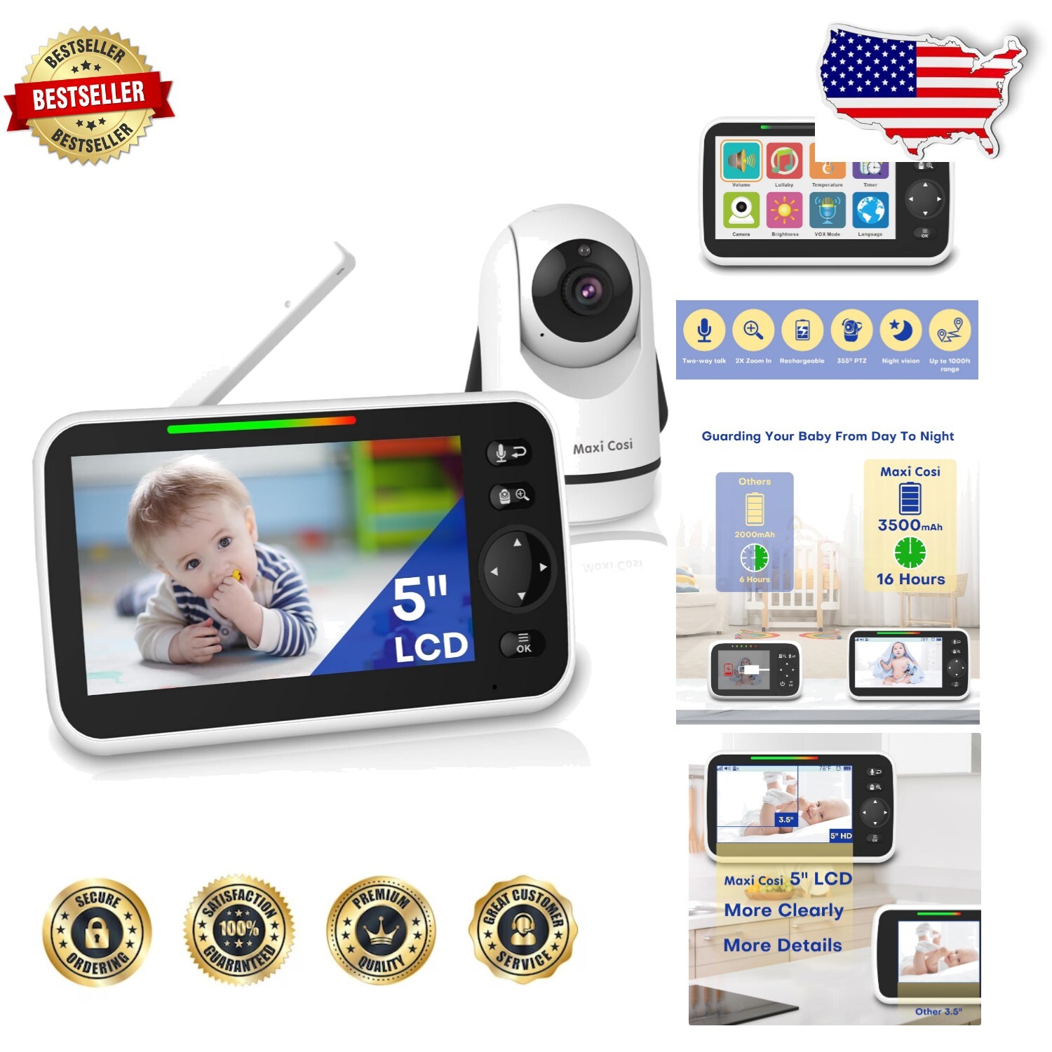 Smart Baby Monitor with Two-Way Talk, 8 Lullabies, and Night Vision-image