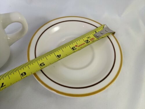 Buffalo China Restaurant Ware Coffee Cup Saucer Set Tan Brown Stripe - Picture 8 of 8