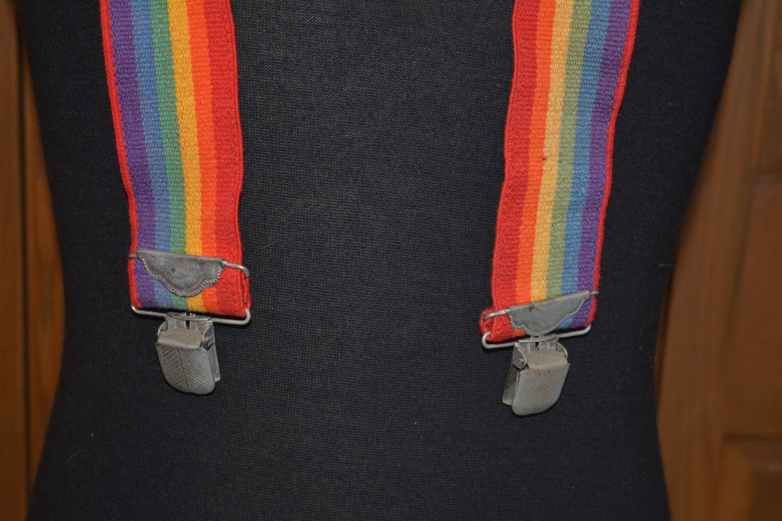 VTG Rainbow Suspenders   EUC    Festive Colorful … - image 4