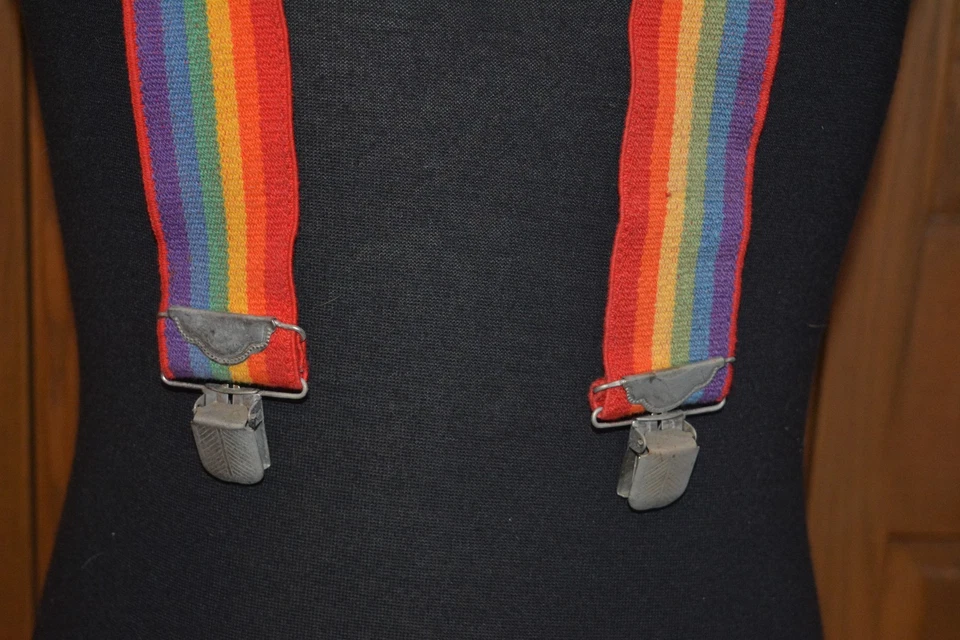 VTG Rainbow Suspenders EUC Festive Colorful Multicolor - Image 4 of 4
