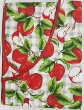 Fabric Kitchen Apron with pocket & small towel, 23"x36",WHOLE & HALVES APPLES,BH