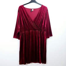 H&M - Wrap Velvet Dress - Burgundy - UK 28