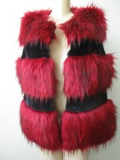 La Seine Black & Red Faux Fur Sleeveless Vest Size M - Nwt