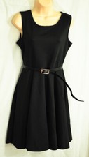 women's meaneor deep black full skirt party dress size medium little black dress