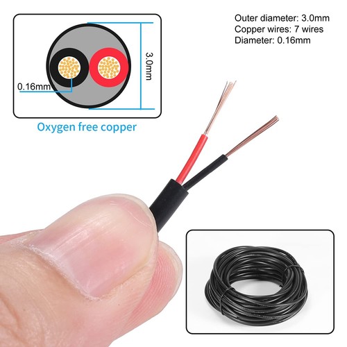 26 AWG 2 Conductor Copper Electrical Wire - 32.8FT Flexible Low Voltage Cable - Picture 4 of 9