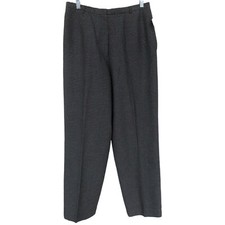 Talbots Micro Check Black Gray Wide Leg Pants Side Seam Pockets USA 12 P USA