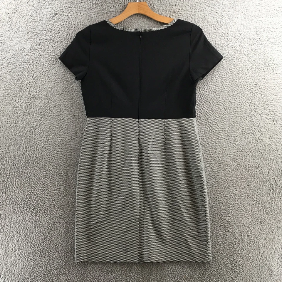 Vestido Vaina Talbots Mujer 14 Negro Gris Mezcla Lana Manga Corta Hasta la Rodilla Foto 2 de 4