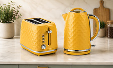 Yellow Diamond Textured 2-Slice Toaster & Kettle 1.7L SET | Brand New