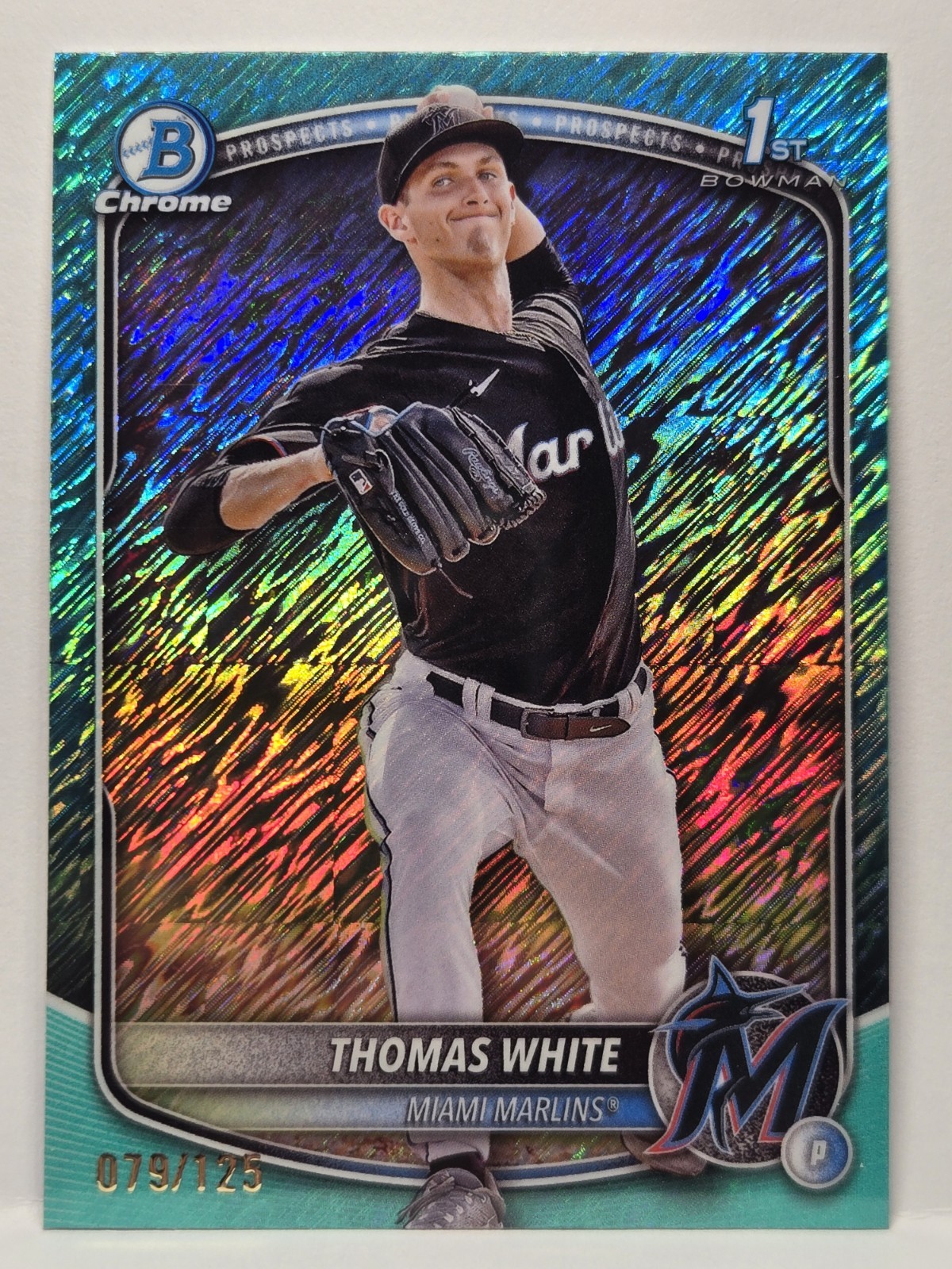 THOMAS WHITE  2025 Bowman Chrome Prospects Aqua Shimmer Refractor /125 #BCP-69
