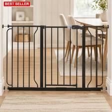 Baby Gate Extra Wide 29-49In Tall Metal Pressure Mounted Safe Toddler Pet