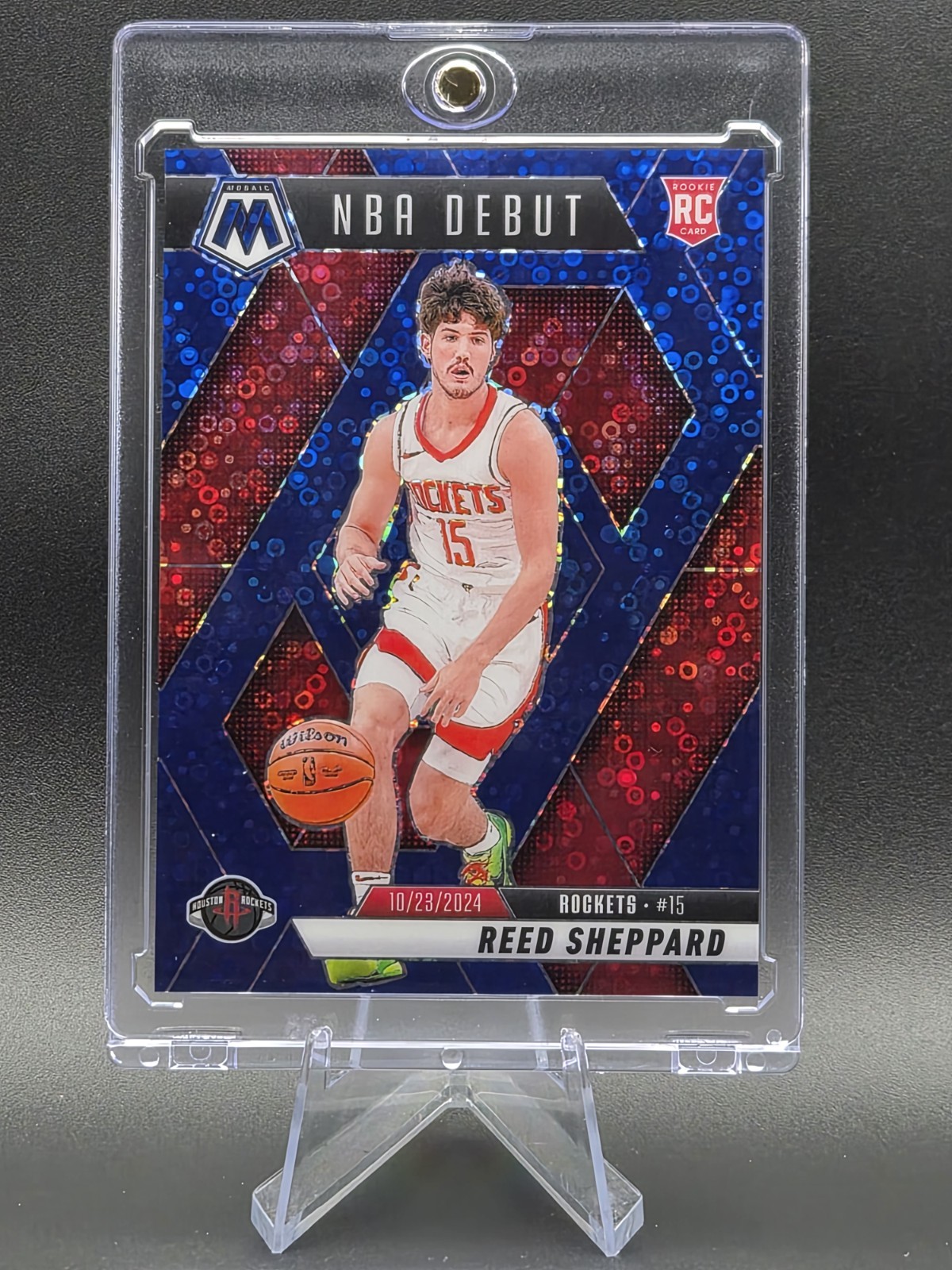 2024-25 Panini Mosaic - Fast Break Blue #/85 Reed Sheppard RC #252 Rockets