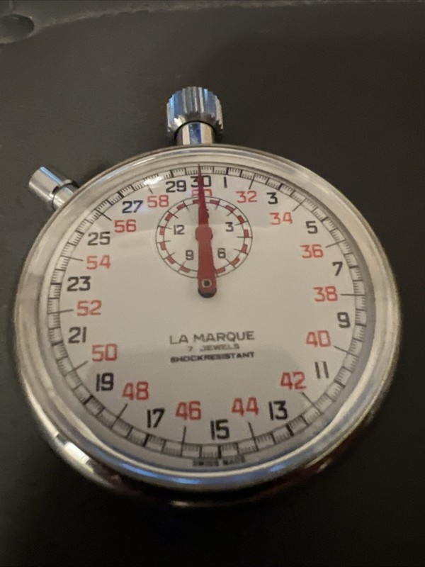 Swiss Made La Marque 7 Jewels 1/10 Mechanical Vintage Wind Up Stopwatch WORKS