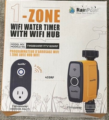 RAINPOINT 1-Zone WiFi Water Timer with WiFi Hub Brass Inlet, Sprinkler Controlle