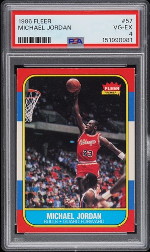 1986 FLEER #57 MICHAEL JORDAN ROOKIE RC PSA 4