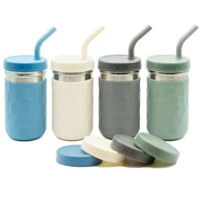 WeeSprout 4-Pack Kids Stainless Steel Cups with Silicone Straws Dishwasher Safe