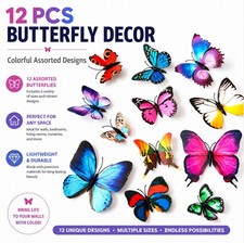 12-Pack 3D Butterfly Wall Stickers PVC Decals Home Decor Art Mural for Bedroom
