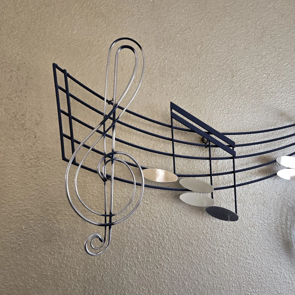 RARO MCM Mediados de Siglo Moderno Curtis Jere 61” Hierro Pared Escultura Notas Musicales Foto 2 de 4