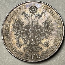 1887 Austria 2 Florin - Franz Joseph I - Prooflike Surfaces & Colorful Toning