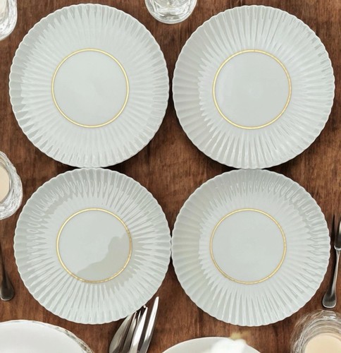 Set 4 Lenox China Plain Rutledge Plates Scalloped Edge P-303 Dessert Bread 7”