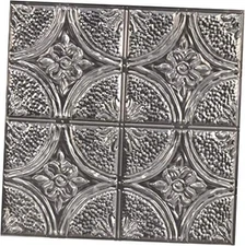 InHome NH3922 Camden Antique Faux Tin Peel & Stick 10 inch x 10 inch Silver