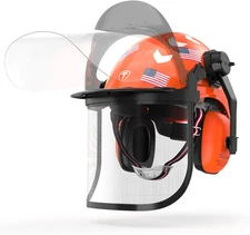 Chainsaw Helmet with Face Shield and Ear Muffs, Forestry Safety Helmet, ANSI Z89