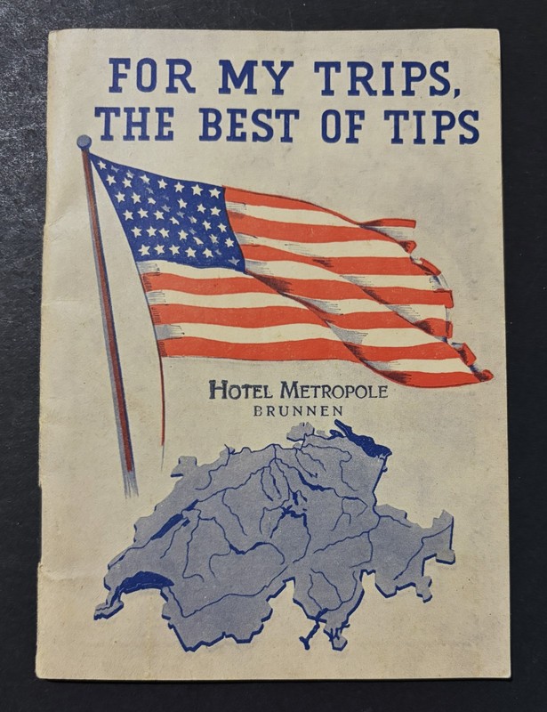 VTG WWII military ephemera SWITZERLAND BRUNNEN hotel metropole TRAVEL BOOKLET 