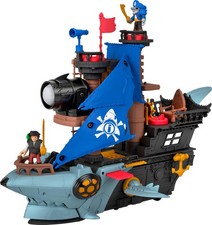 Fisher-Price Imaginext Mordedura de Tiburón Barco Pirata Juego 2 Figuras de Acción Barco de Juguete
