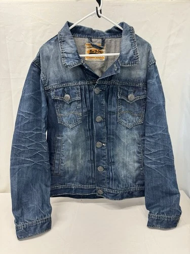 Rivet De Cru Men's Heavy Stitch Trucker Denim Jacket Distressed Patch DIY Sz XL - product listing photo