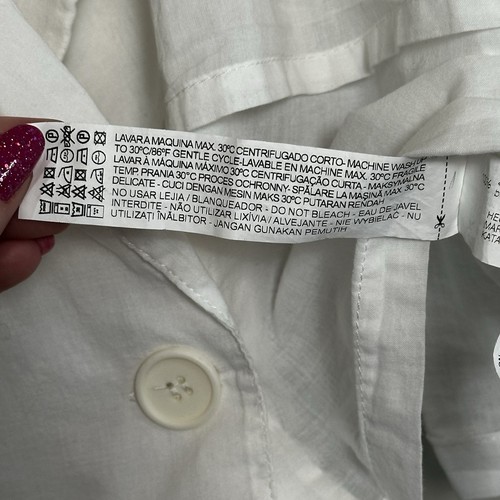Blazer donna ZARA bianco manica lunga scollo a V bottoni davanti cotone cropped piccolo - Foto 10 di 12