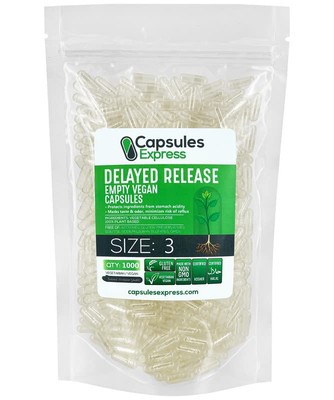 XPRS Nutra Empty Vegan Capsules Size 3 1000 Count Delayed Release Fillable