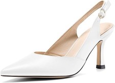 Women's Slingback Kitten Heels Closed Pointed Toe Wedding Party Dress Pumps