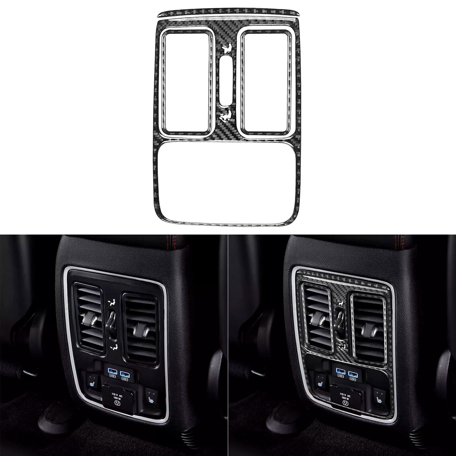 4Pcs Real Carbon Fiber Rear Air Vent Outlet Panel Cover For Dodge Durango 11-13