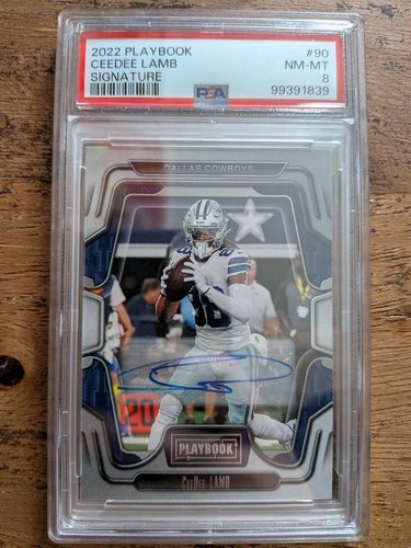 CeeDee Lamb SIGNED PSA 8 Panini 2022 Playbook No. 90 Signature Dallas Cowboys