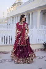 Bollywood Designer Fendi Silk Lehenga Choli Heavy Sequins Bridal Wear