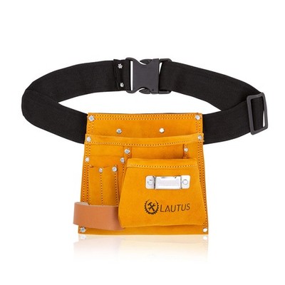 Suede Tool Bag  Adjustable Poly Web Belt | 5 Pockets | Leather Hammer Holder|...