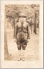 Vintage Military RPPC Real Photo Postcard / Attractive Young Soldier in Uniform