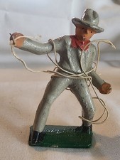 1930s Barclay Lead Cowboy With Lasso Great Paint 2.5" Tall