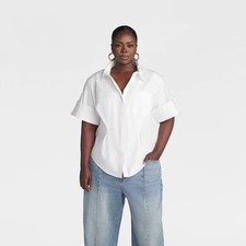 KBB by KAHLANA Women Short Sleeve' The Hourglass Button-Down Shirt' - White