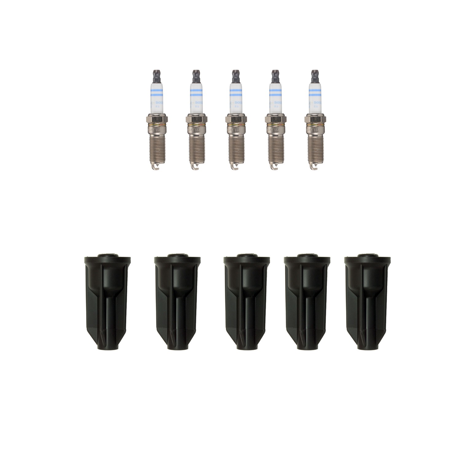 Bosch 5 Double Iridum Spark Plugs  NGK Coil Boots Kit for Canyon Colorado H3 L5