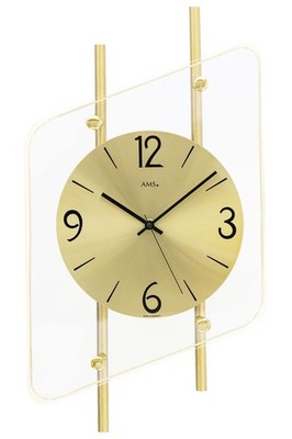 AMS -Wanduhr Messing Funkuhrwerk 45cm- 5583 Moderne Wanduhr mit Funkwerk, Funkuh