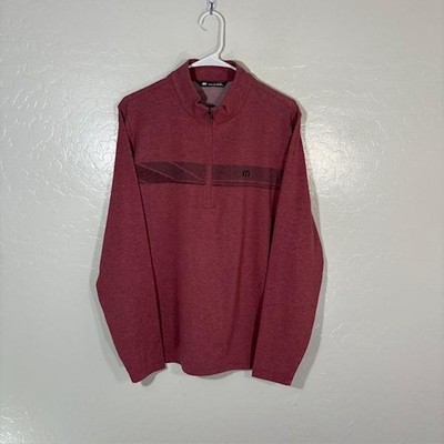 Travis Mathew Pullover Mens Small Red Stripe Quarter Zip Golf Stretch Athletic