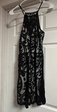 Women's Black/White Windsor Size large Velvet Lace Design Halter Dress