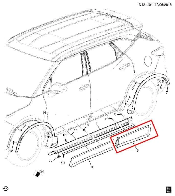 Chevrolet Blazer 2LT 2019-2024 puerta trasera izquierda del lado del conductor exterior moldura inferior Foto 2 de 4